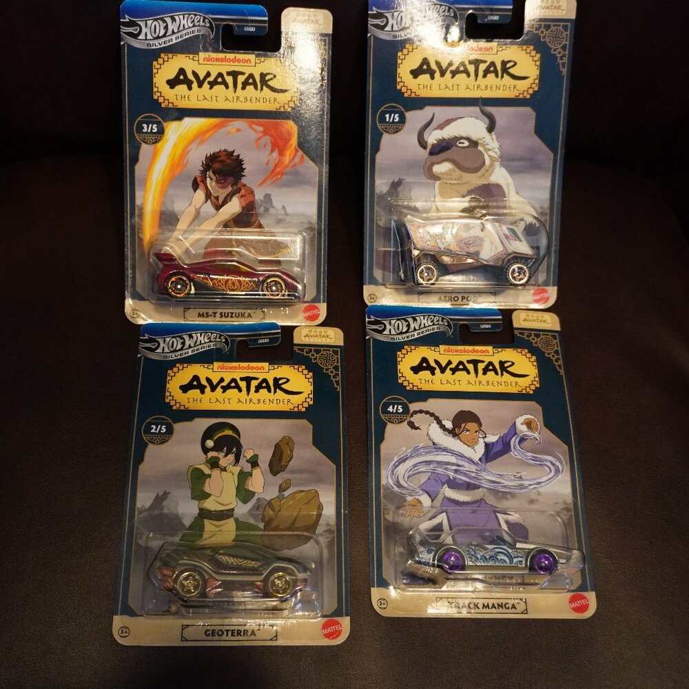 2025 Avatar The last Airbender Hot Wheels Silver Series Set Of 4 (no Aang)